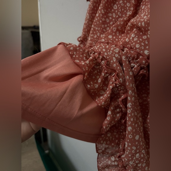 She + Sky Terracotta Floral Long Sleeve Dress - Picture 4 of 12